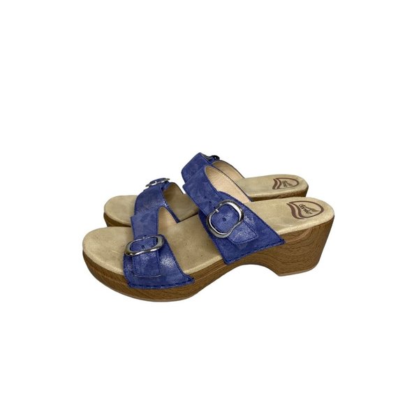 Dansko Women Sandals Sophie Shimmer Blue Platform Size 9 fits like a 8.5 - Picture 3 of 6
